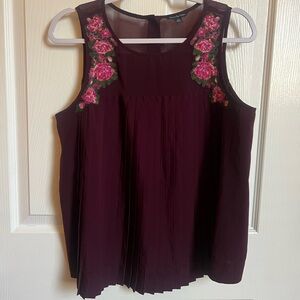 American Eagle Outfitters plum colored Floral Embroidered Blouse